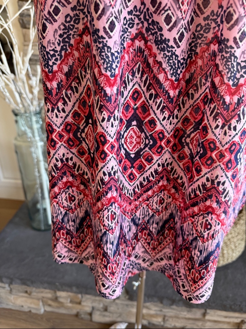 Women's Red & Navy Printed Sleeveless Tank Top - Picture 4 of 11